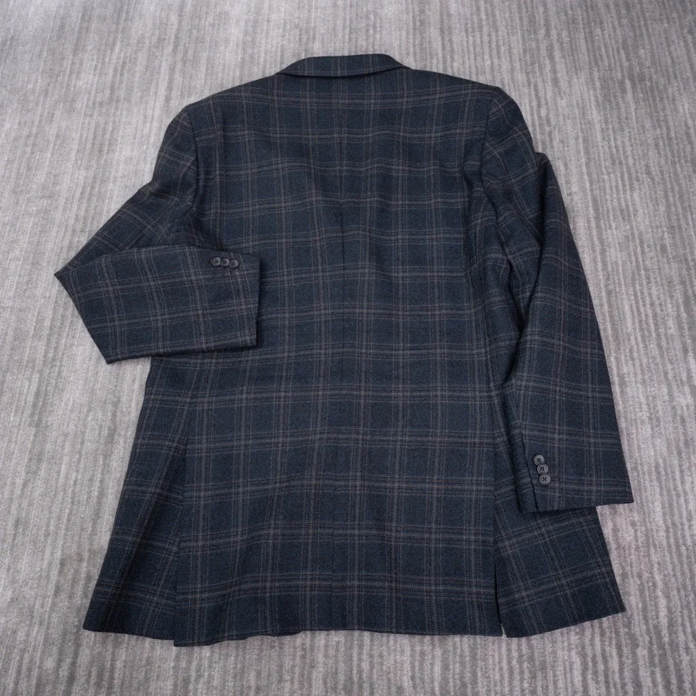 Banana Republic Blazer Mens 46L Blue Plaid Excellent Wool 2-Button Sport Coat